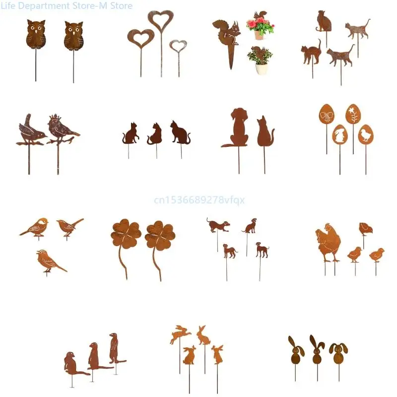 

Decorative Garden Stakes Set Metal Garden Ornaments Waterproof Decorations for Indoor Outdoor Yard Plant Backyard