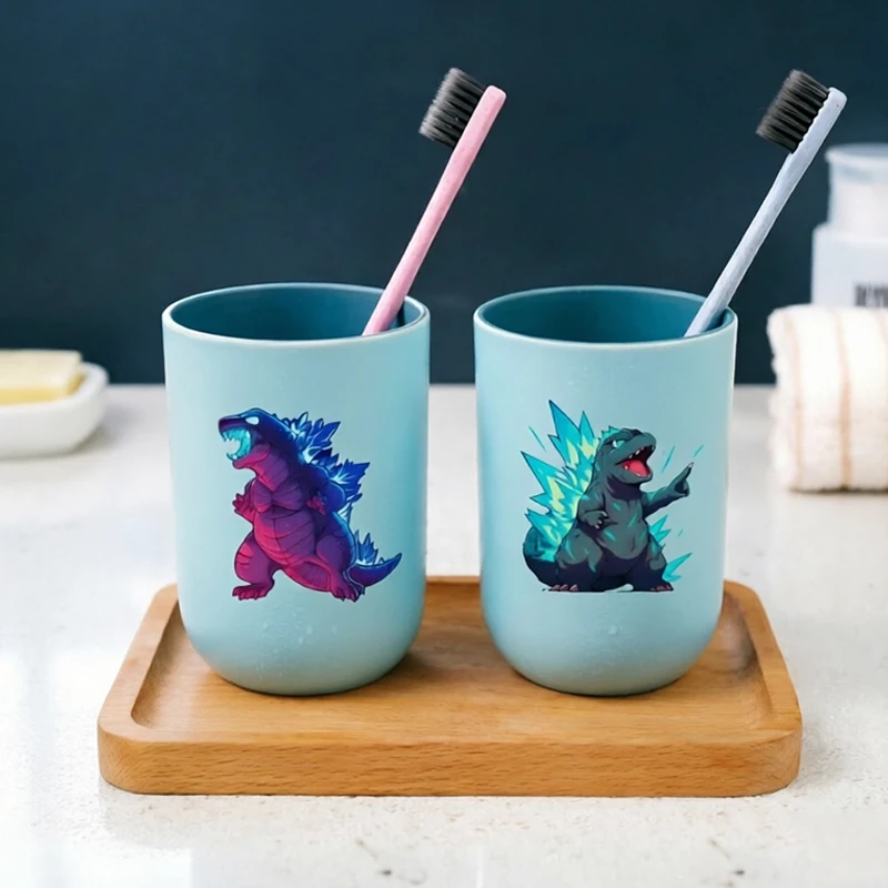 New Godzilla Toothbrush Cup Cartoon Character Printed Mouthwash Glass Bathroom Toothbrush Glass Water Bottle Birthday Gifts Hot