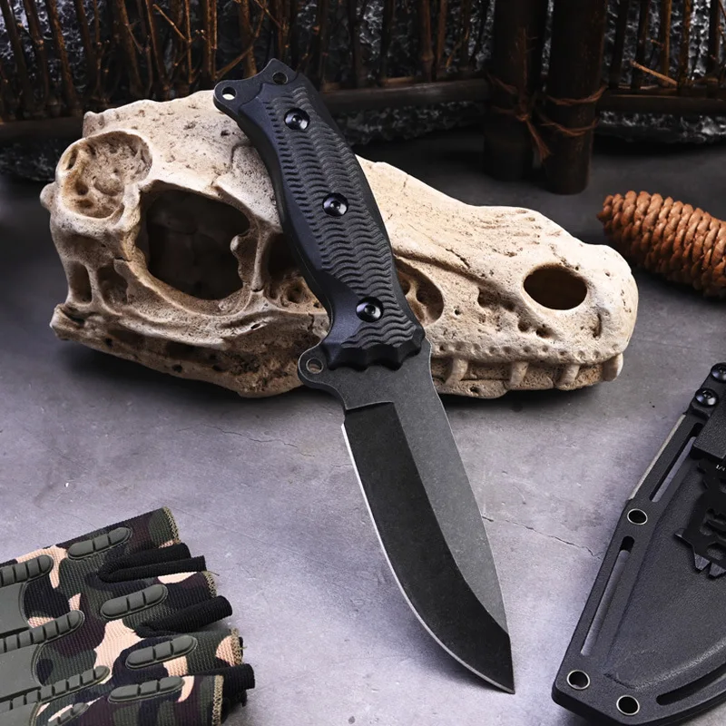 New Outdoor Tactical Knife Camping Multi-function Survival Mountaineering Outdoor Portable Straight Knife with Knife Sheath