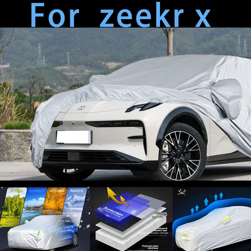 Voor zeekr x Outdoor Bescherming Volledige Autohoezen Sneeuwhoes Zonnescherm Waterdicht Stofdicht Exterieur Autohoes bescherming