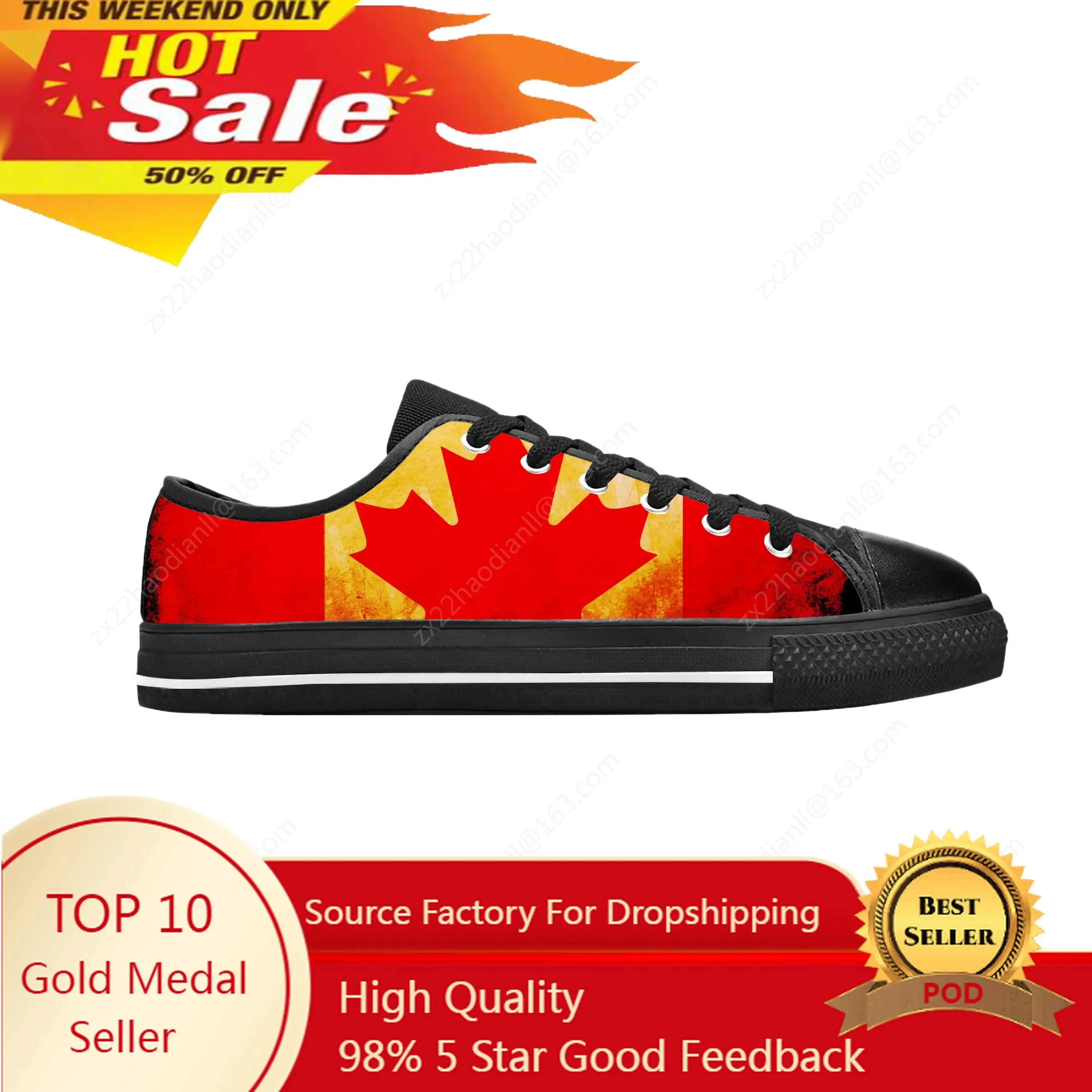 

Canada Canadian Flag Patriotic Pride Cool Fashion Casual Cloth Shoes Low Top Comfortable Breathable 3D Print Men Women Sneakers