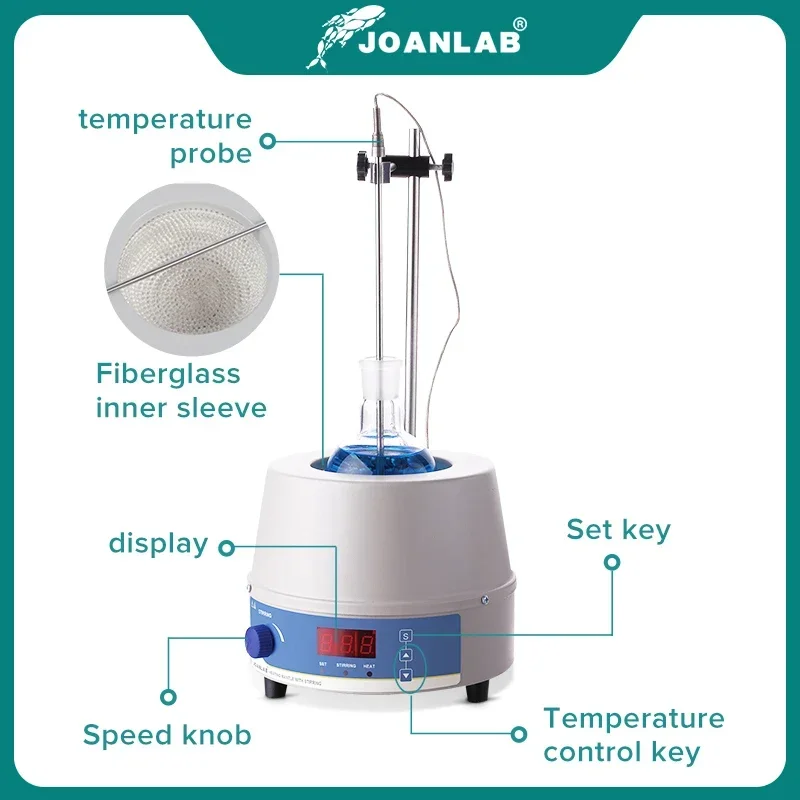 JOANLAB 1000ml Digital Electric Heating Mantle Magnetic Stirrer Lab Equipment With Thermal Regulator 110v To 220v