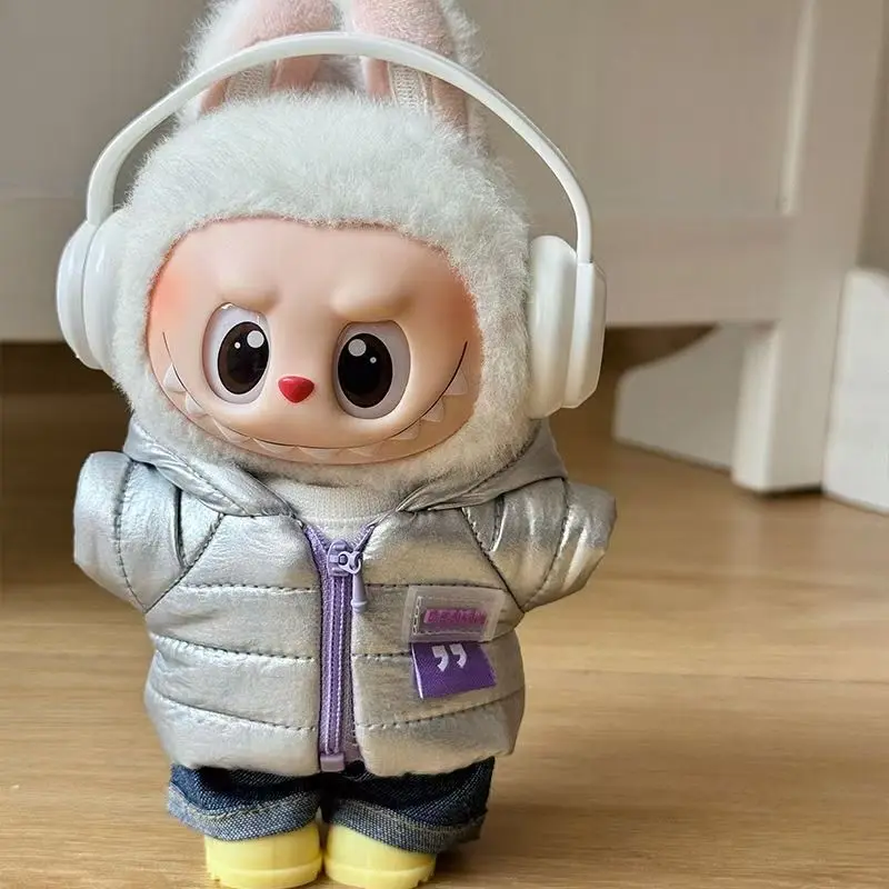 

for 17cm Doll Labubu Bread Clothing Winter Hooded Cotton Jacket for Labubu V1 V2 V3 Doll Christmas New Year Gift