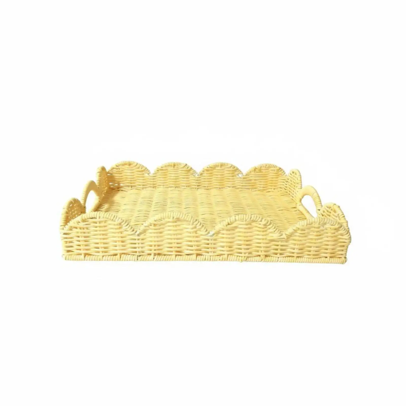 Woven Storage Basket Elegant Rectangular Decorative Tray Multi-purpose Container for Dining Table Center and Kitchen