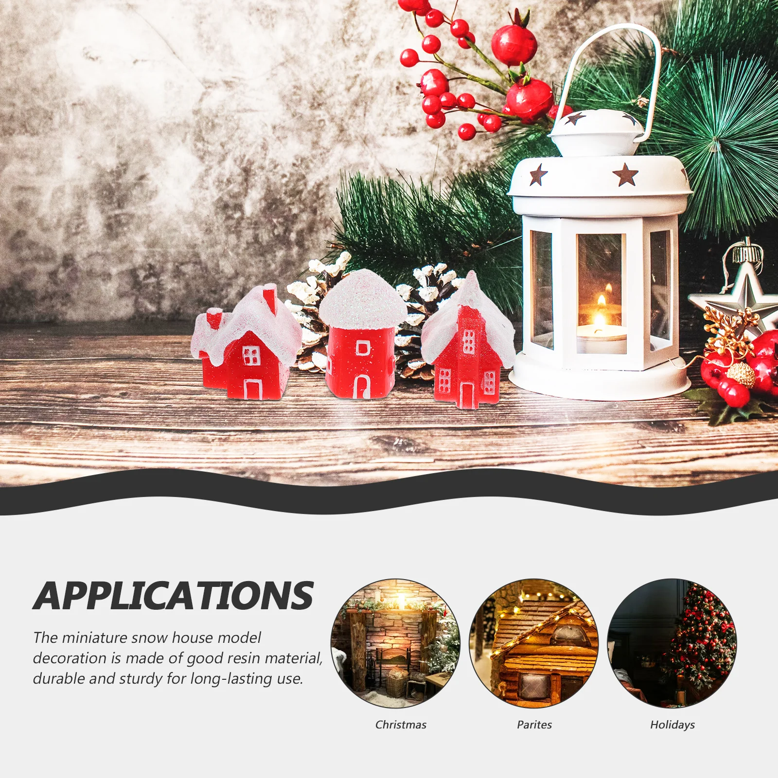 

6Pcs Resin Snow Decorations Christmas Mini Houses Cute Desktop Charms for Office Kitchen Table Christmas Party Favors