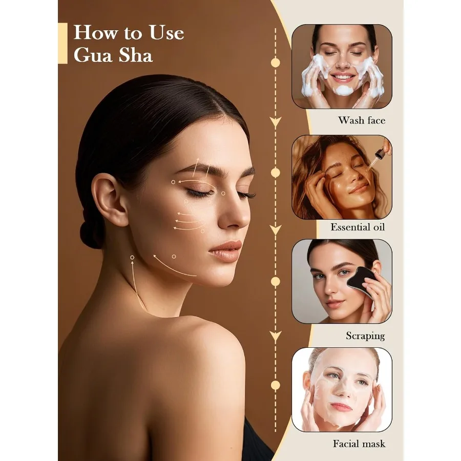 2PCS Gua sha Facial Tools SPA Cadeau voor Vrouwen Natuurlijke Gele Bian Steen voor Lymfedrainage Massager Gezichtsmassage Huidverzorging