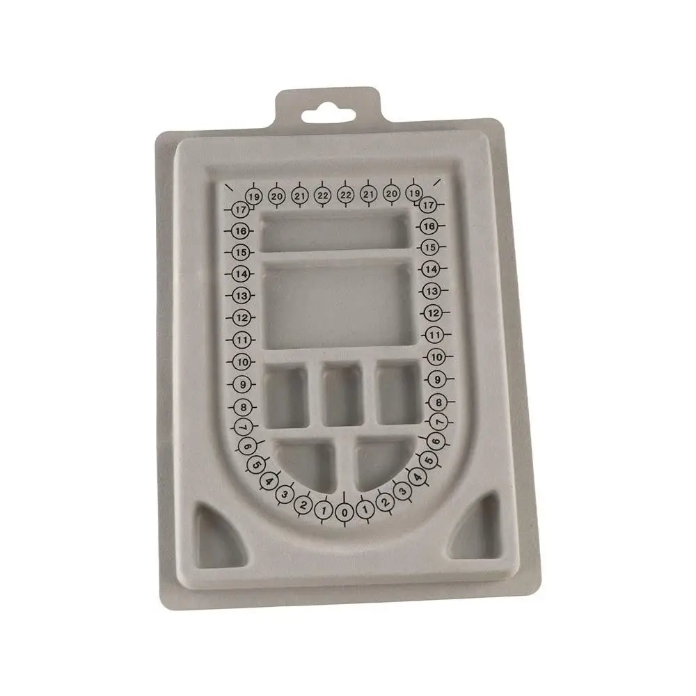 Jewelry Making Organizer Tray Plastic Measuring Tool Jewelry Design Tool Gray Flocked Bead Board DIY Necklace Tool