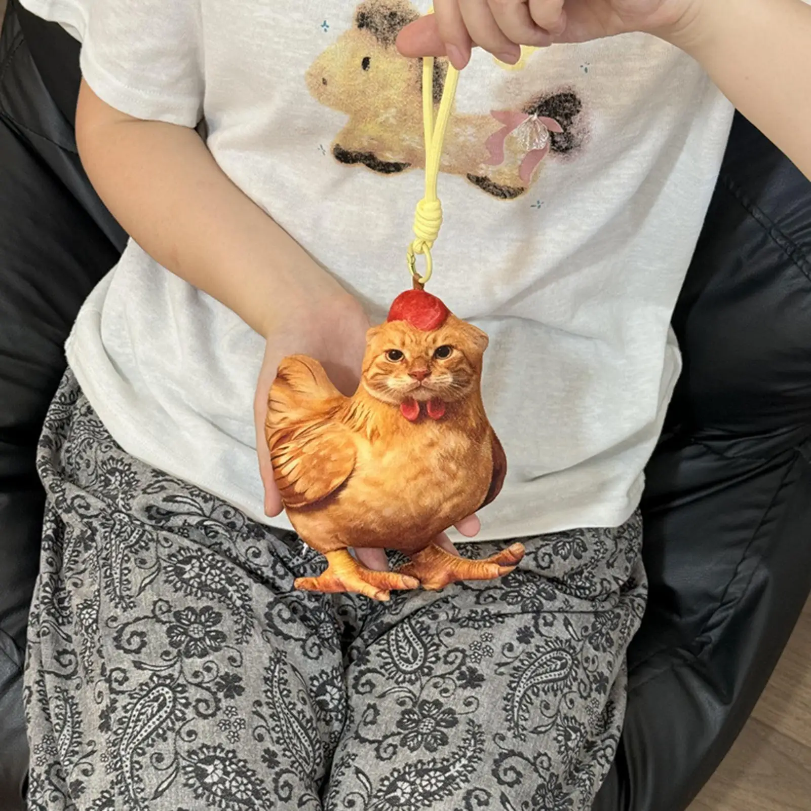 Cat Face Chicken Plush Soft Decorative Cat Chicken Throw Pillow Chick Plush Stuffed Animal For Couch Home Office Bedroom Travel