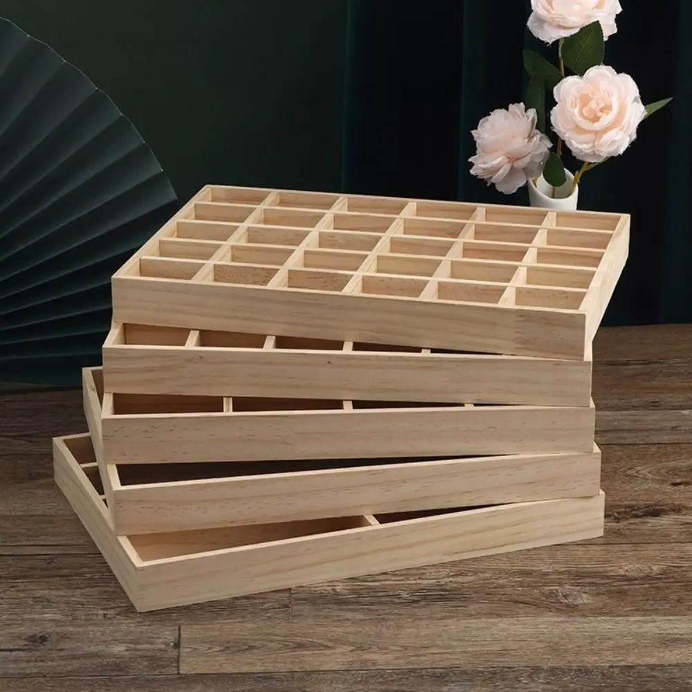 Solid Wood Jewelry Display Tray Divider Vintage Necklace Storage Box Trinket Organizer High Quality Ring Earring Holder Pendants