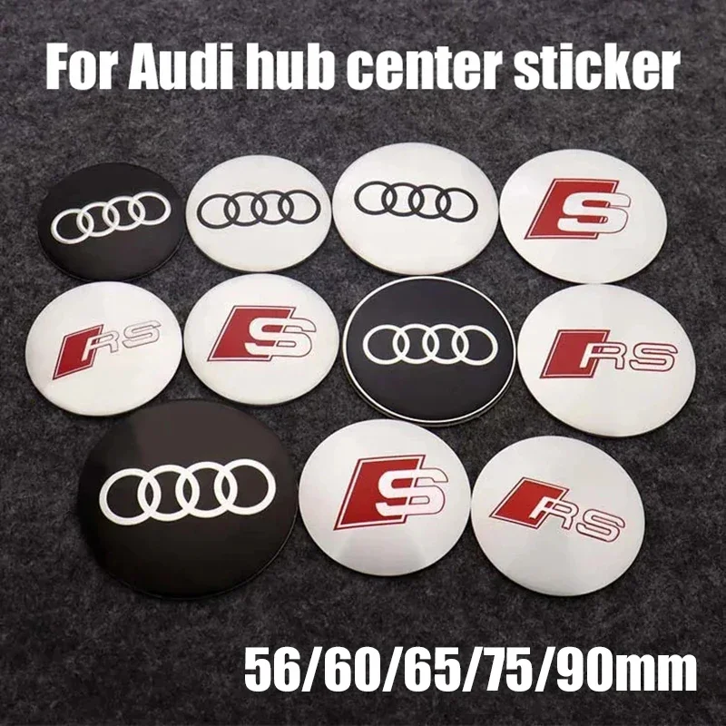 4Pcs 56/65/60/75mm Badge Car Tire Wheel Hub Cap Decal Sticker For Audi Center Caps A3 A4 S4 A5 S5 A6 S6 A7 RS4 Q3 Q5 Accessories