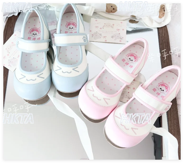 

Kawaii обувь в стиле Лолиты, женские осенние студенческие туфли для покупок, свиданий, универсальные милые женские туфли на плоской подошве с вышивкой и круглой головкой