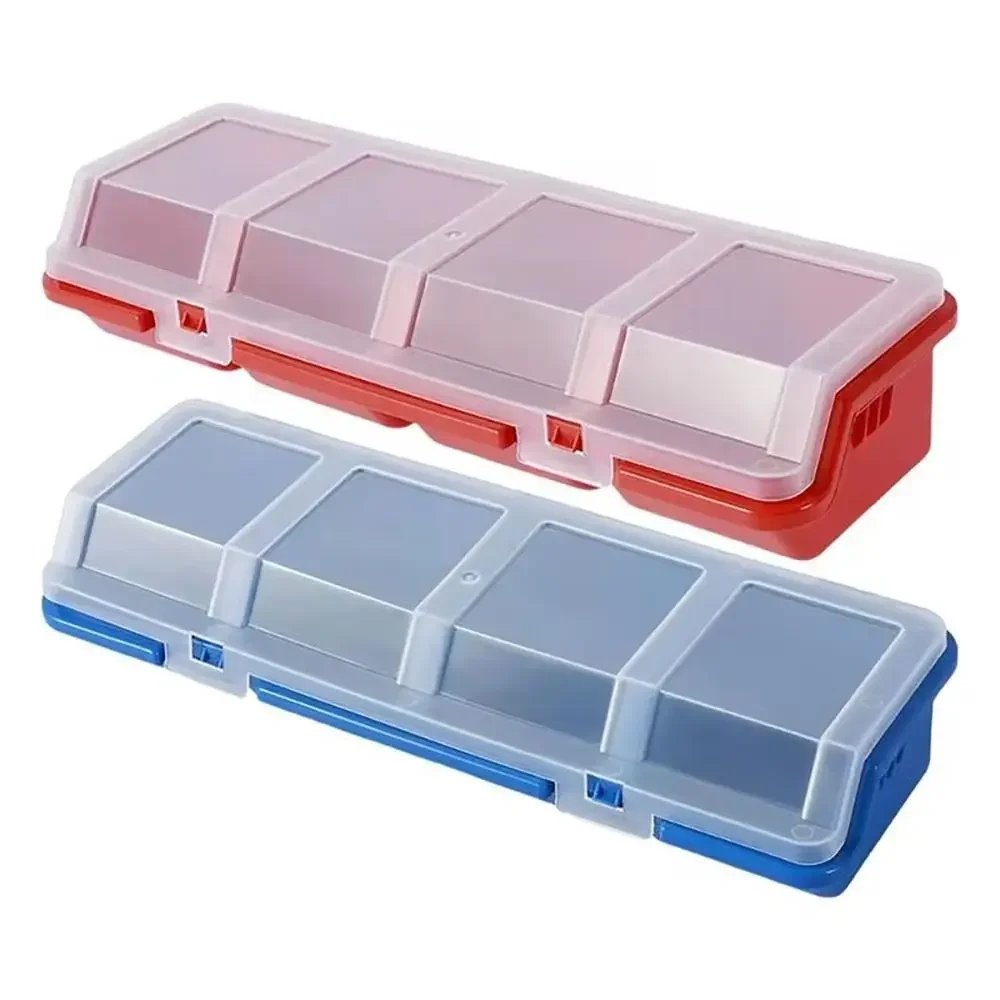 Scatola portaoggetti per parti da 1 pezzo Scatola portaoggetti per viti in plastica con contenitore per parti di attrezzi a 4 scomparti con custodia per display con coperchio