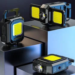 XPE kieszonkowa lampa robocza 1000 lm COB LED Mini brelok do kluczy latarka USB ładowalna IPX4 wodoodporna na zewnątrz Camping piesze wycieczki