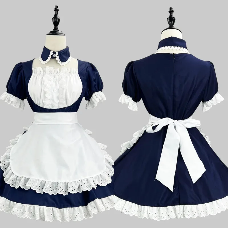 

Y2K Halloween Lolita Dresses Set JK Kawaii Japanese Maid Costume Akihabara Cosplay Outfit Lace Trim Apron Stage Performance New