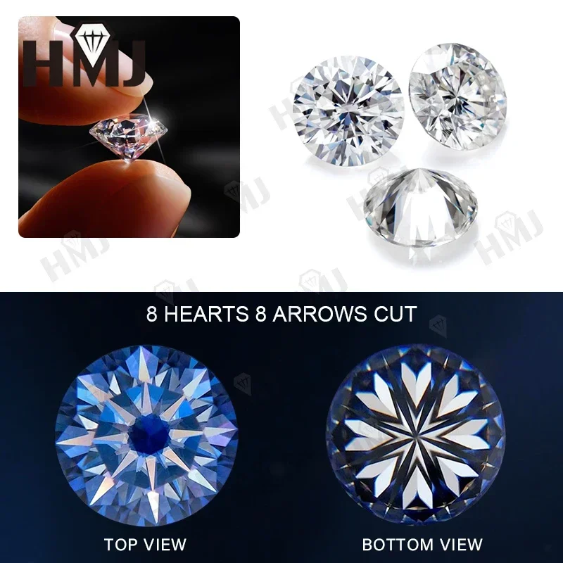 Loose Moissanite Stone Round Cut D Color VVS1 DIY Necklace Earrings rings Main Materials Pass Diamond Tester GRA Certificate