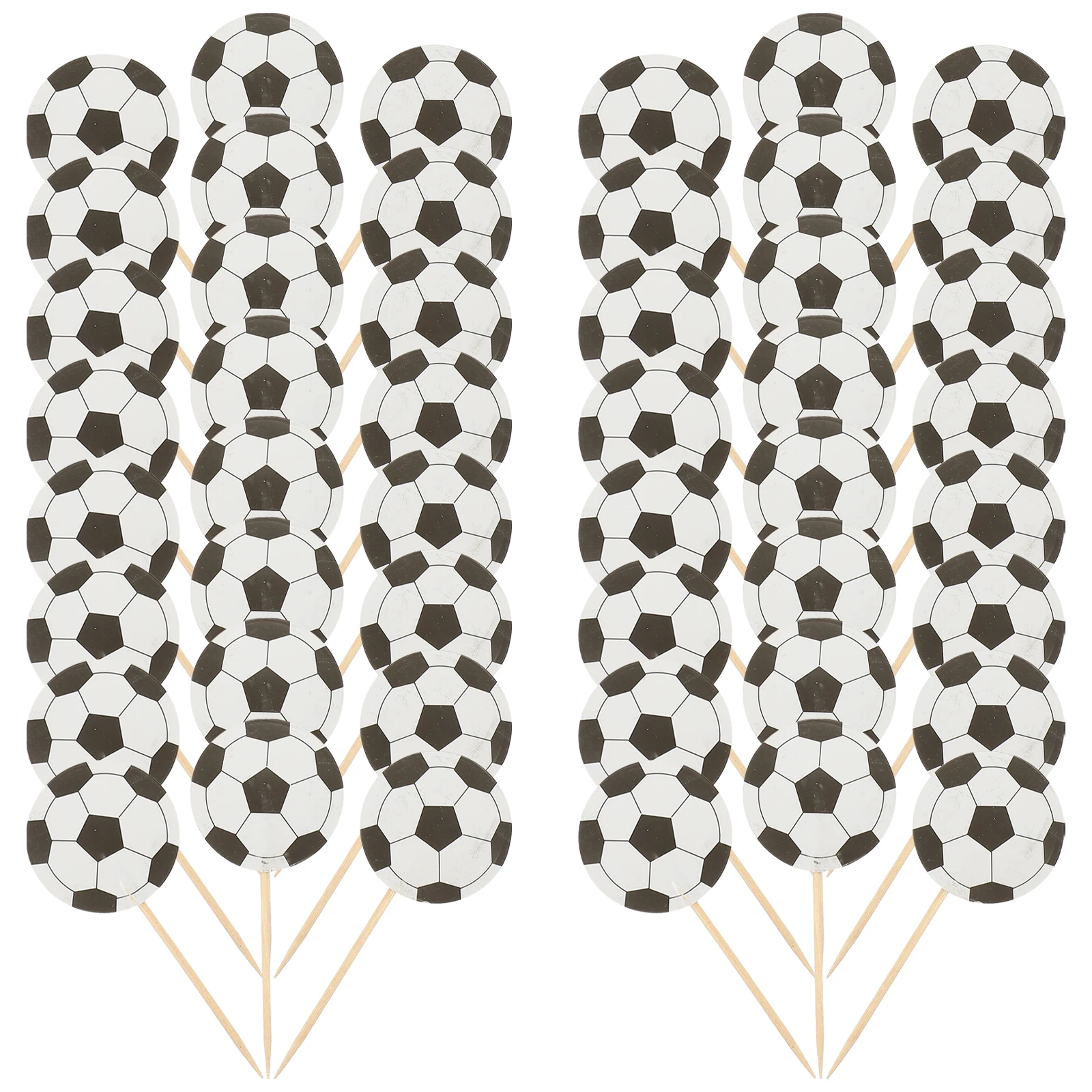 

72 Pcs Football Picks Eco Friendly Paper Wood Cake Toppers Decorative Supplies Soccer Themed Parties Cake Decoration Tools