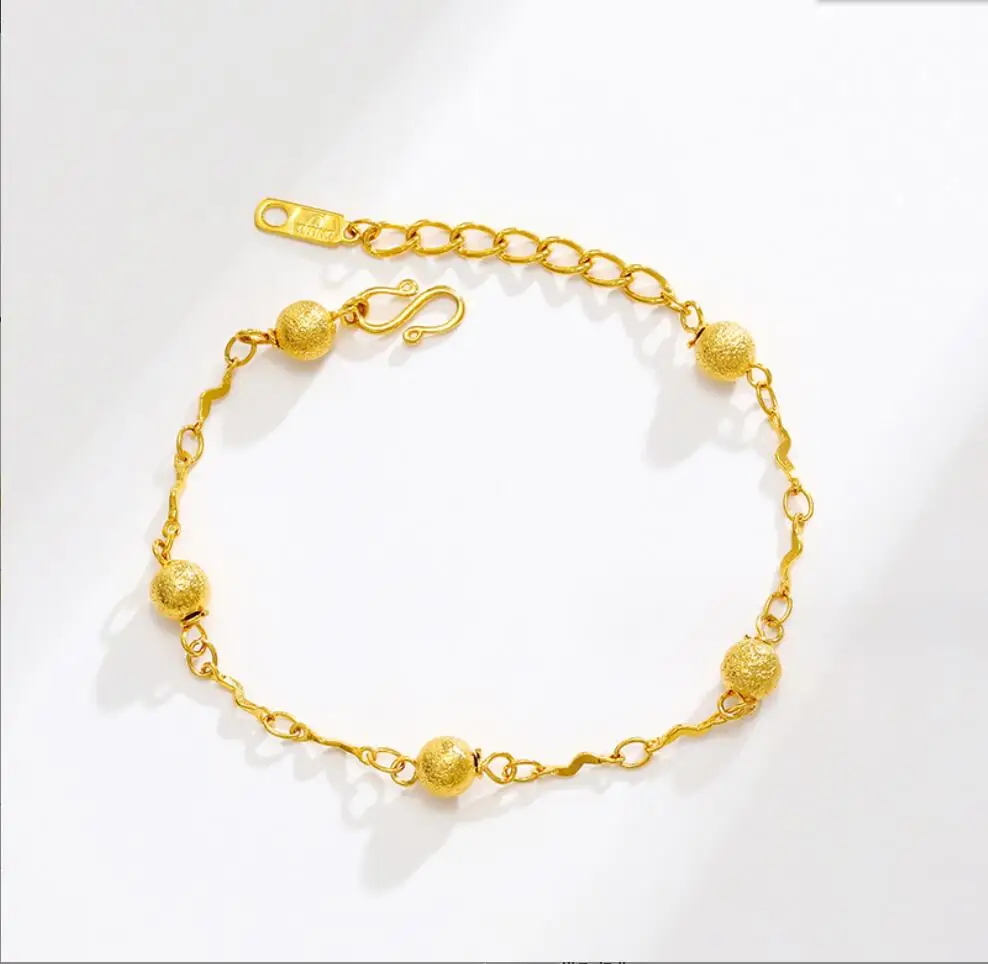 1PC Bracelet Small Gold Frosted Beads Push-pull Adjustable Cute  Gold Bracelet For Women Jewelry Gifts F1796