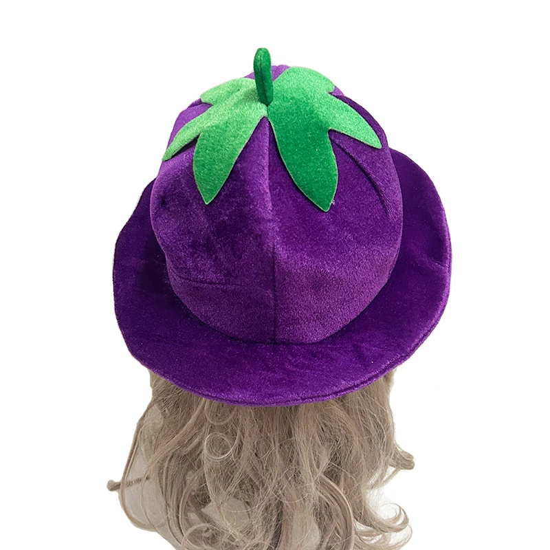 

Унисекс мужской растительный плюшевый каштановый Хэллоуин нарядное платье реквизит головной убор женский фиолетовый костюм из баклажана шляпа