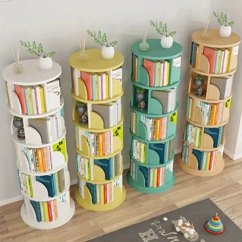 Modern 6 Tier Rotating Bookshelf 360 Degrees Stackable Shelves Bookshelf Organizer Storage Display Carton Bookshelves Estante