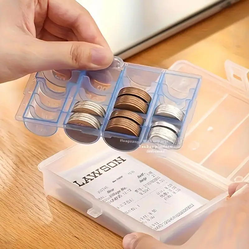 1 x multifunktionale Münzaufbewahrungsbox mit blauem oder schwarzem Innenfach für die Organisation von Sammlermünzen, Zubehör für Zuhause und Büro – Detail 10