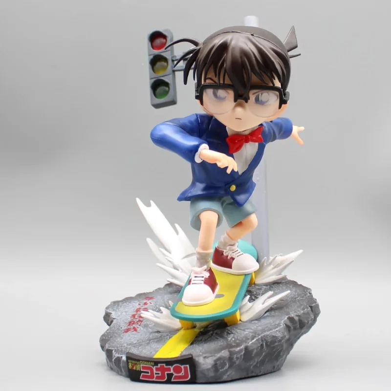 

22cmAnime Figure Detective Conan Skate Figures Conan Handmade Ornament Figurine PVC Statue Collectible Model Doll Gifts Toys