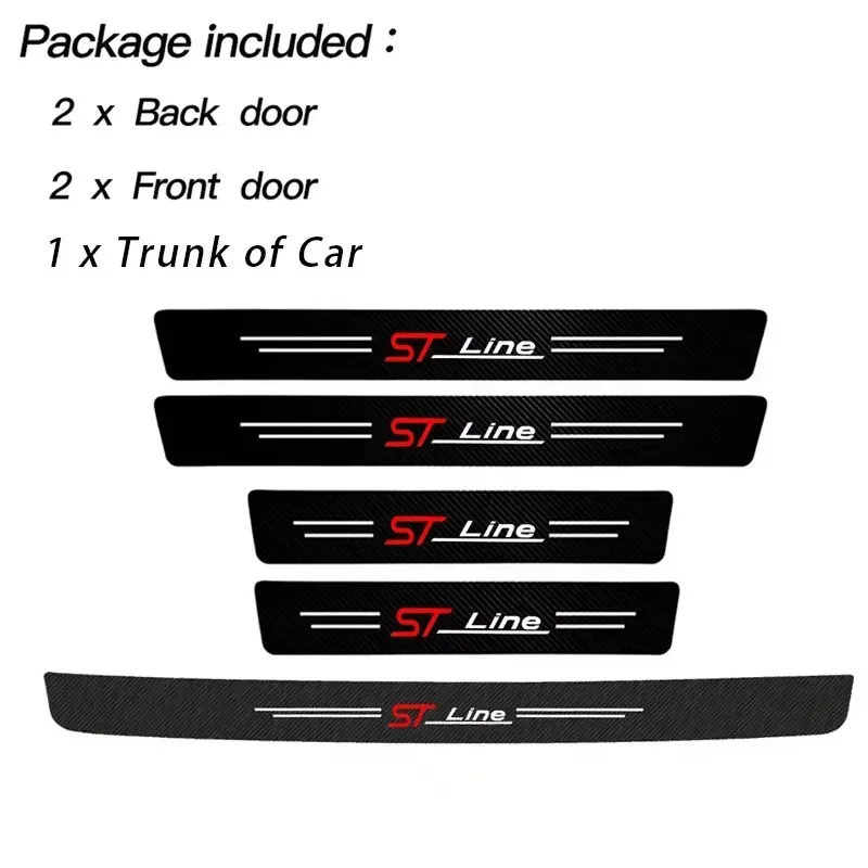 

Car Sticker For Ford ST LINE STLINE Mk3 Mk4 Focus Mustang Auto Door Sill Carbon Fiber Protector Strip Waterproof Protect Film