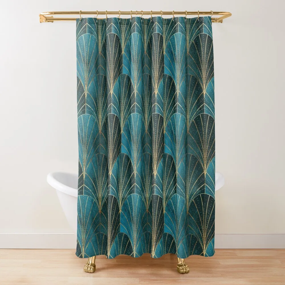 

Водоспады в стиле ар-деко // Текстурированная бирюзовая занавеска для душа Ванная комната Набор для душа Аниме Ванная комната Душ для ванной комнаты Набор Занавеска