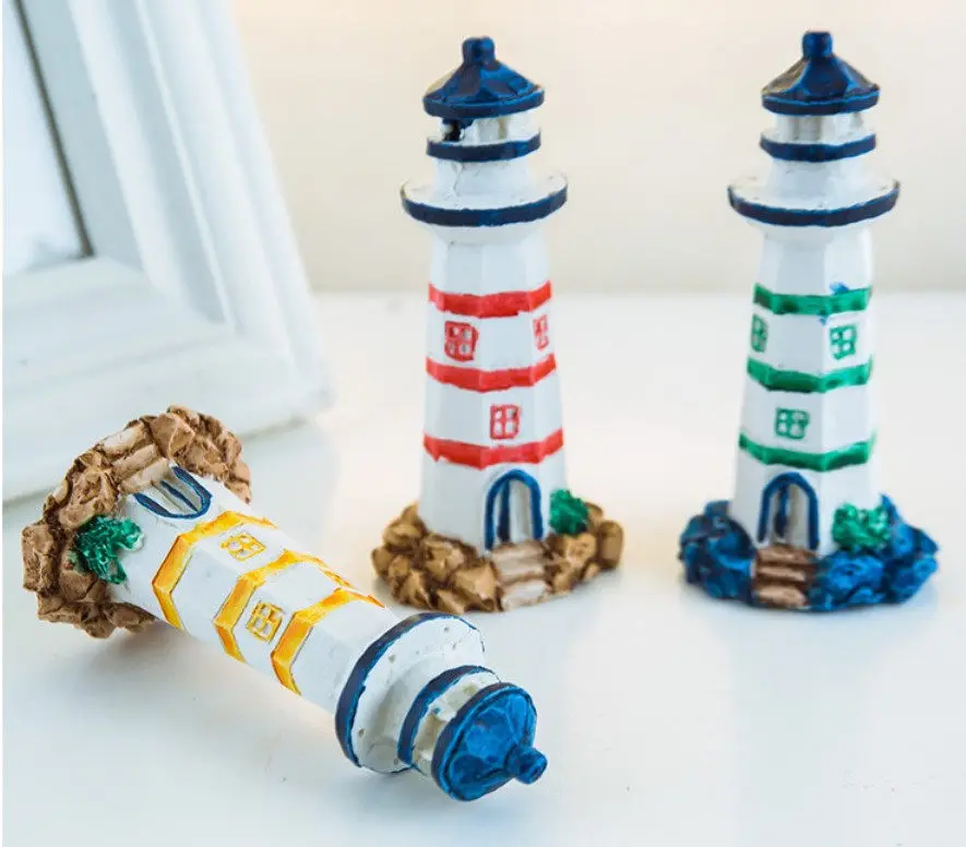 1Pcs Lifelike Resin Lighthouse Ornament Nautical Tabletop Centerpiece for Beach House Lake Room Ocean Themed Party Baby Shower