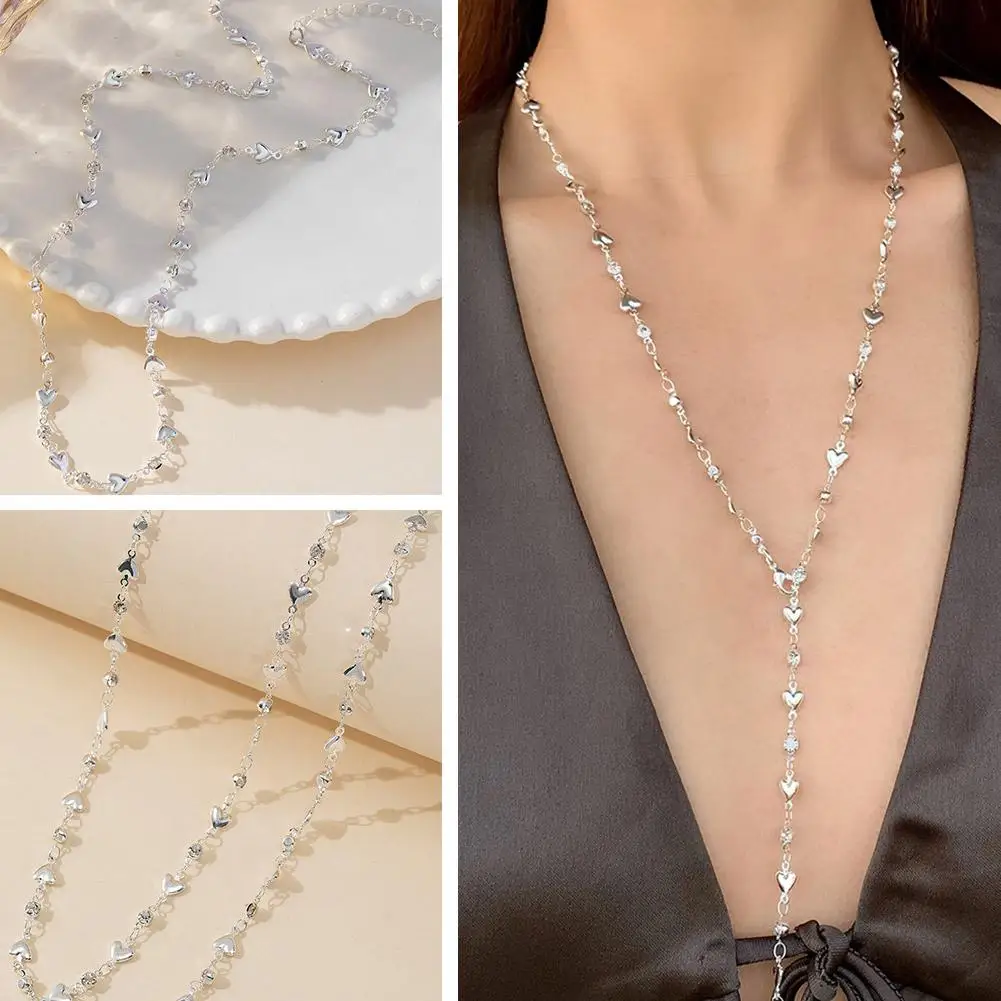 NEW Bohemian Colorful Long Y-Shaped Necklace Metal Chain Collarbone Gifts Color Silver Summer Jewelry Holiday Body Party Go Y8P0