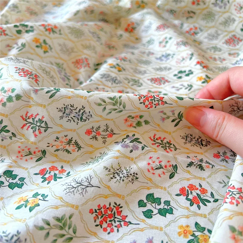 Tela de algodón de pared Floral de 140x50cm, tela Floral Pastoral de algodón puro hecha a mano, ropa DIY, vestido, camisa, tela para coser
