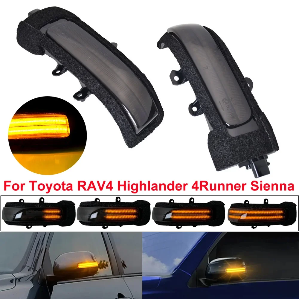 

Светодиодные динамические зеркальные указатели поворота, мигалки для Toyota RAV4 Vanguard Highlander Kluger 4Runner Hilux Surf Sienna Fortuner