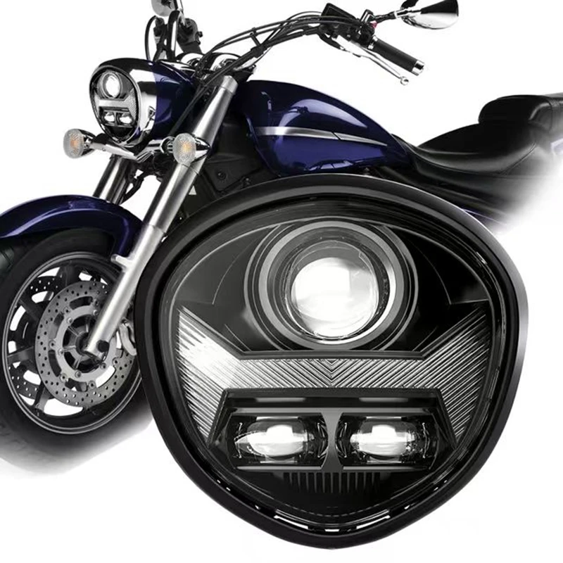 

Led Headlight Projector High Low Beam Adjustable for Yamaha Motors 2010-2017 V Star 1300 XVS 1300 waterproof IP68