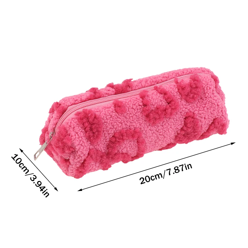 Plush Makeup Bags With Handle Soft Travel Cosmetic Storage Bag Portable Love Print Organizer Pencil Case Cute Clutch Pouch