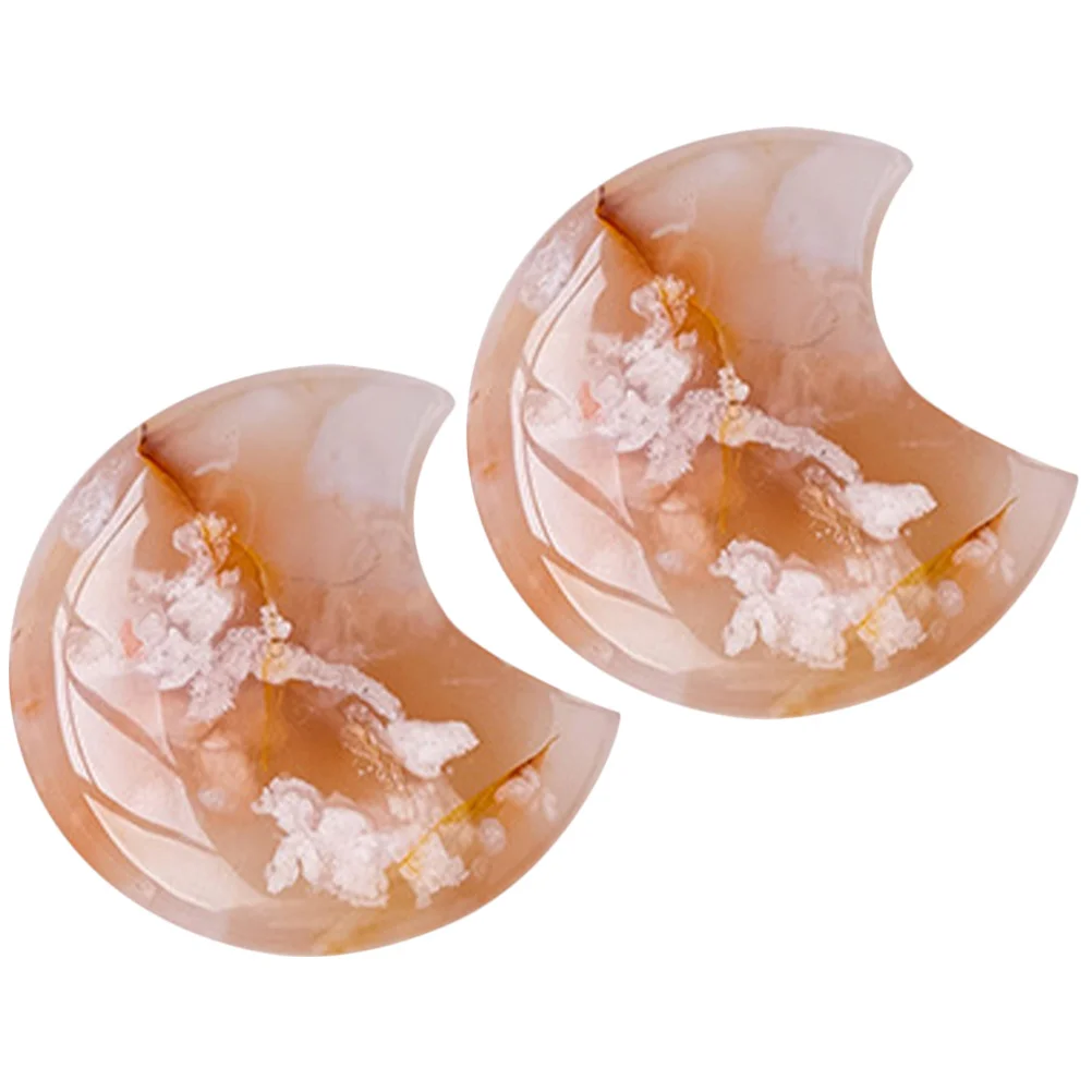 

2Pcs Crystal Moon Stone Ornament Decorative Desktop Natural for Home Office Table Accents Small Natural Stones