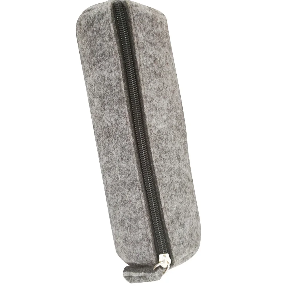 

Round Pen Pencil Case Bag Makeup Pouch Storage Organizer Light Grey Large Capacity Simple Design Daily Use Accessories