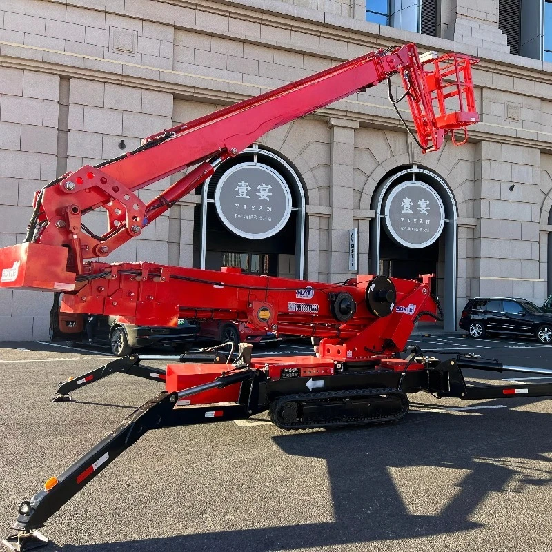 Customized Electric Articulated Boom Lift Platform Small Aerial Work Man Steel Crawler Chain Sling Cherry Picker For Hotels