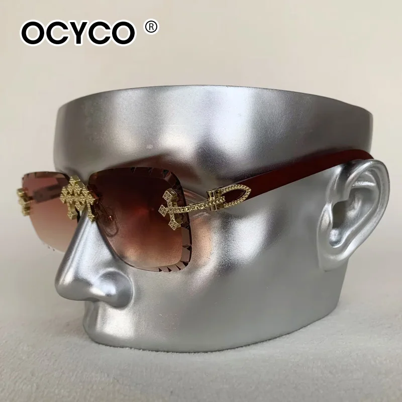 Vintage Randlose Schneiden Objektiv Sonnenbrille Frauen Männer Beliebte Diamant Kreuz Sonnenbrille Luxus Marke Designer Platz Brillen UV400 – Detail 5