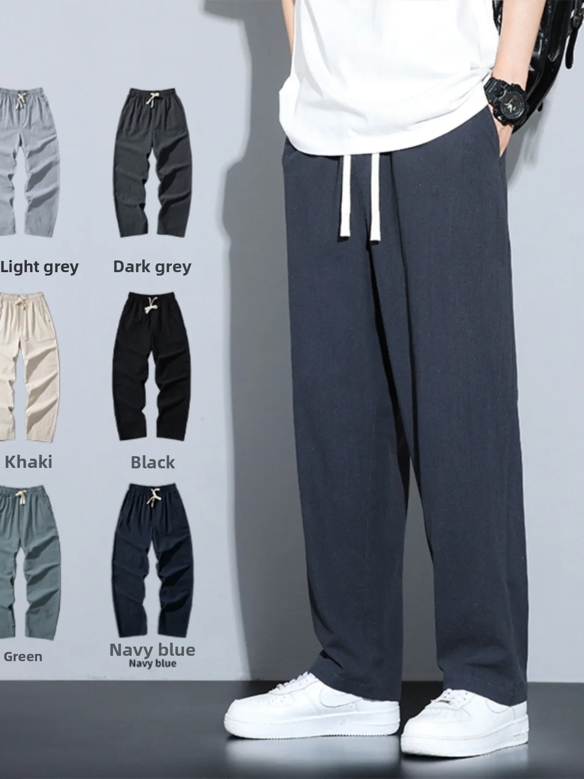 

2024 New Men's Slim Fit Cotton Linen Casual Pants Summer Thin Cool Long Trousers Breathable Comfortable Workwear Straight Leg