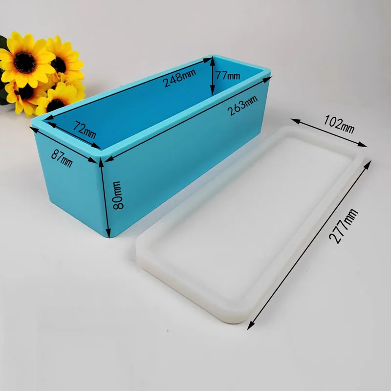 1KG rectangular silicone mold handmade soap toast cake making tool 248x72x77MM with lid