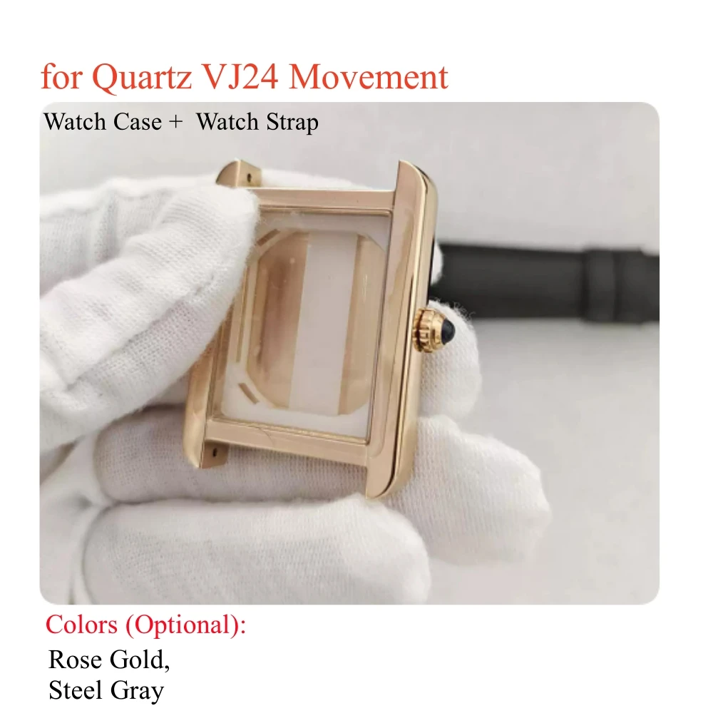 for-quartz-vj24-movement-31mm-women's-square-stainless-steel-watch-case-leather-band-strap-solid-back-watch-accessories