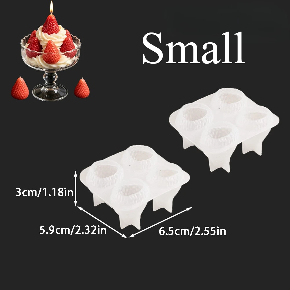 4-Cavity Strawberry Silicone Candle Mold 3D Fruit Soap Resin Making Tool Handmade Birthday Gifts Party Decorations Gifts