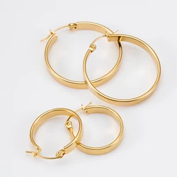 4Pcs 22/32mm Stainless Steel Gold Color Wide Hoop Earrings for Women Circle Earring Statement Jewelry Gift DIY Dangle Earring