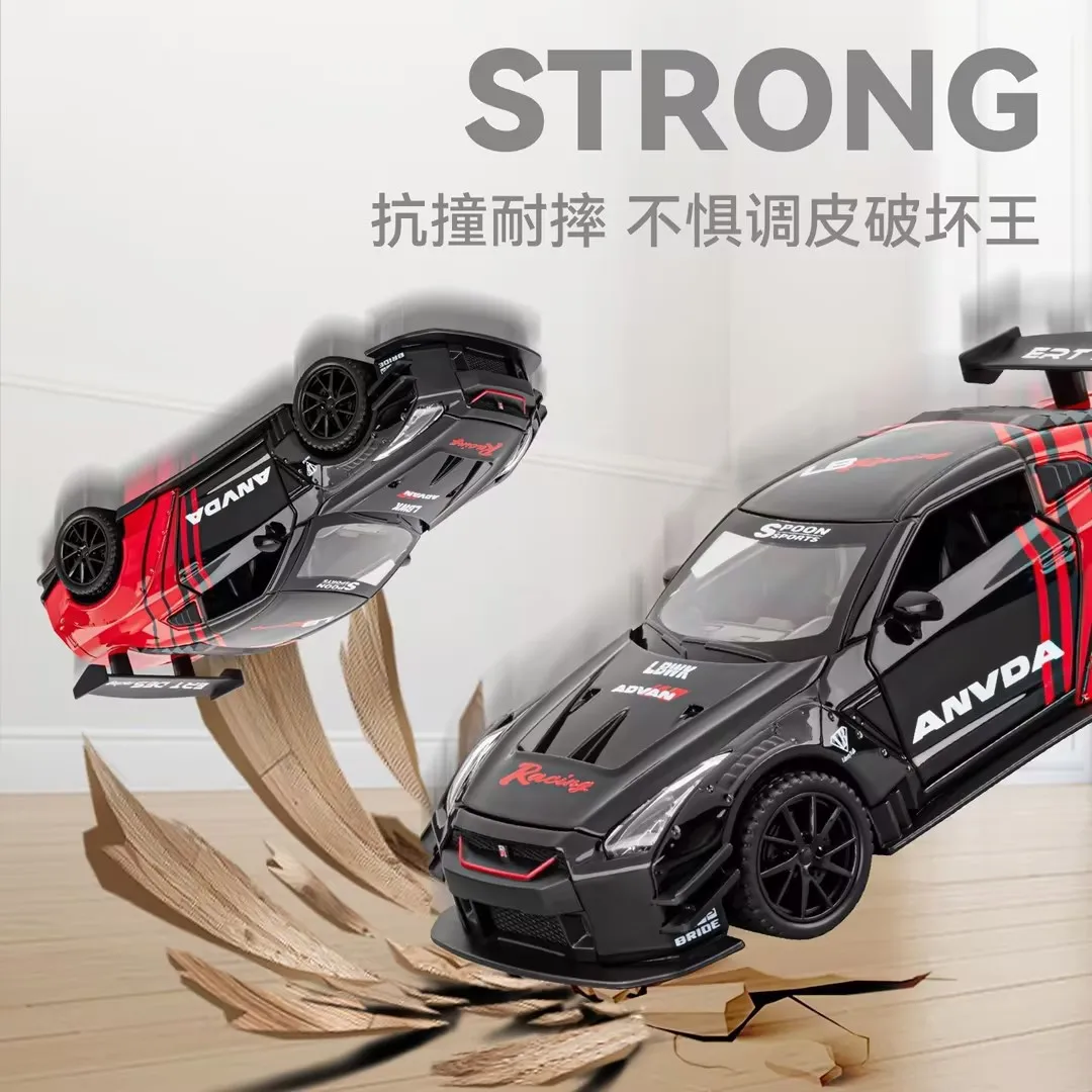 1:32 GTR Alloy Diecast Model Car Toys gift，Sound&Light Doors Opened Exquisite Body Pull Back Collection Supercars