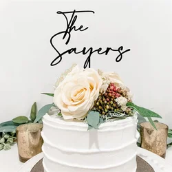 Personalized Last Name Cake Topper Wedding Custom Gifts Baby Birthday Cake Topper Acrylic Wood Anniversary Rustic Party Decor