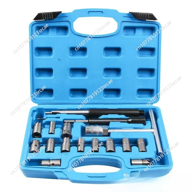 7-Piece set/17-piece set Diesel fuel injector base cleaning reamer, valve base cleaning reamer, carbon deposit cleaning