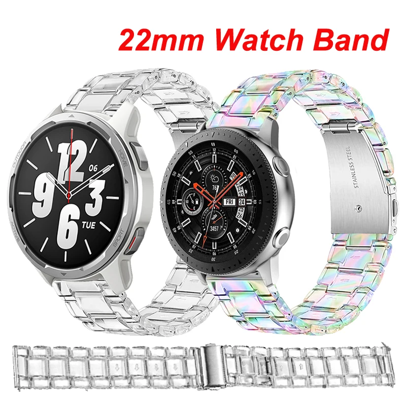 22mm Clear Resin Strap For Xiaomi Watch S3 S1 Active S2 42 46MM Bracelet Band Mi Watch Color 2 Sport S1Pro GTR 2e 3 4 47MM Bip 5