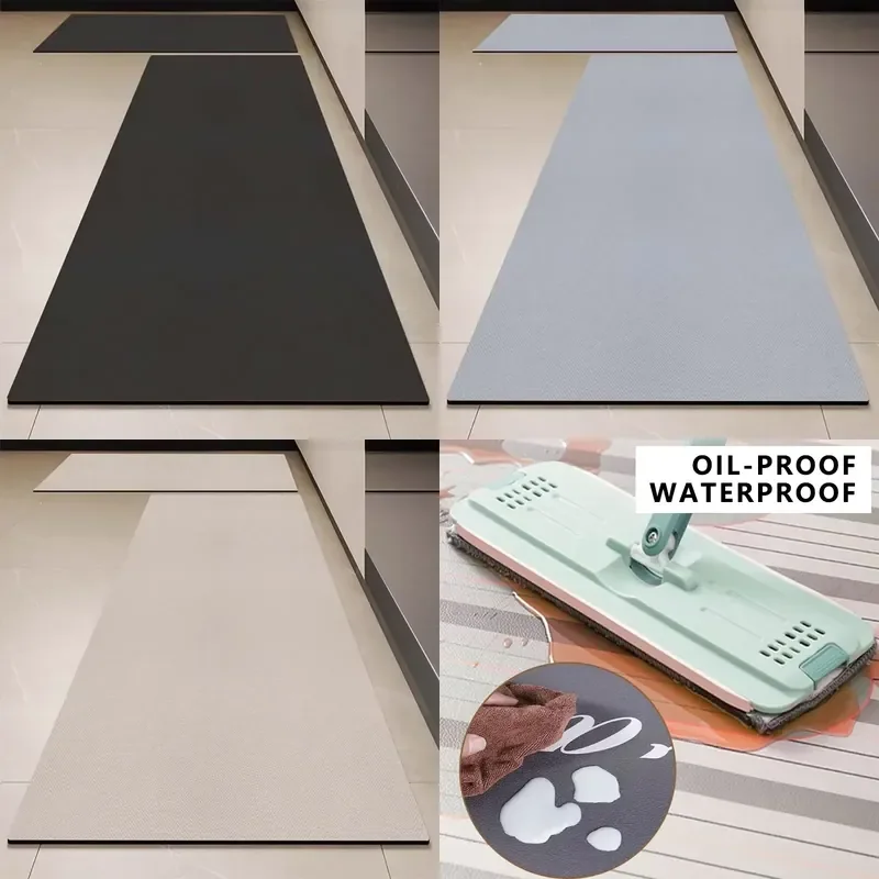 

Kitchen Floor Mat Black Carpet Home Decoration Waterproof Oil-proof Leather Non-slip Area Rug Alfombra De Cocina 주방 카펫 Pvc 매트