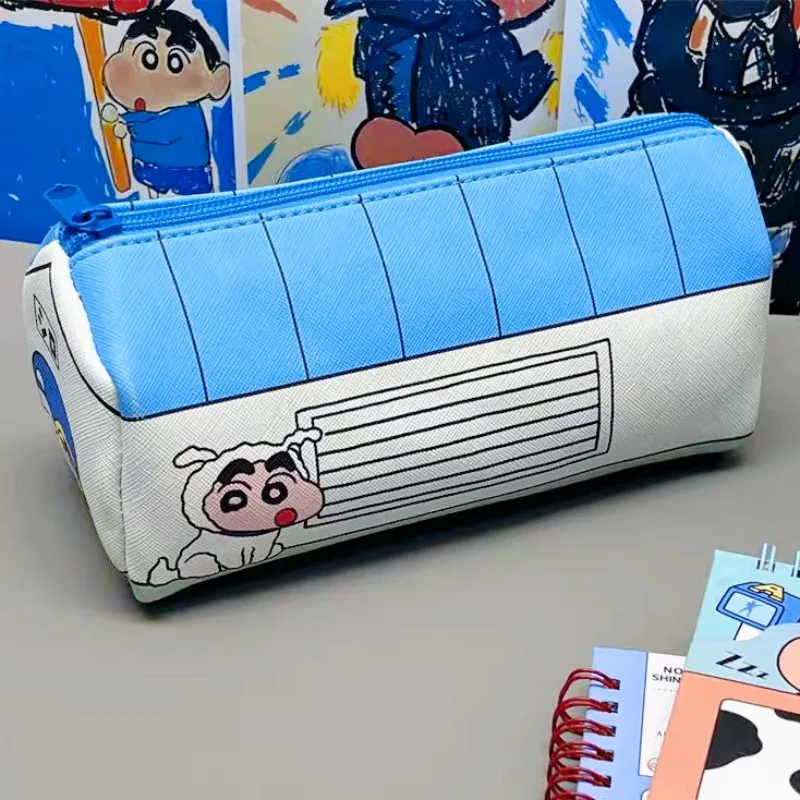 

Crayon Shinchan Pencil Case Large Capacity Cartoon Pen Pouch Dog House Anime Learning Supplies Student Stationery Storage Box