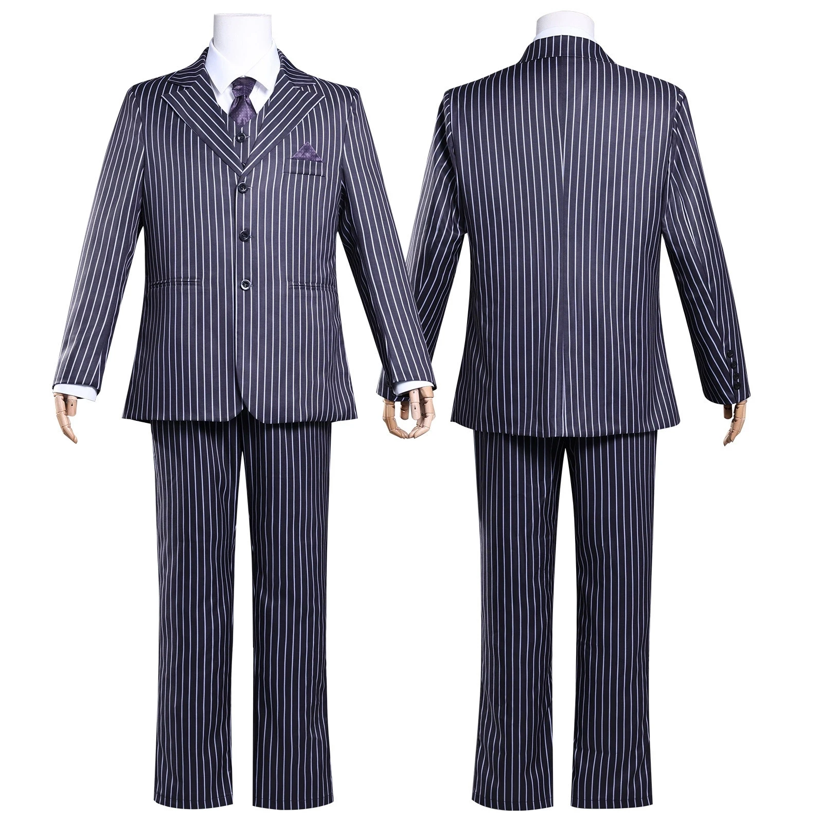 

Movie Wednesday Gomez Cosplay Costume Outfit Striped Suit Full Set For Adult Men Women Halloween Carnival Suit