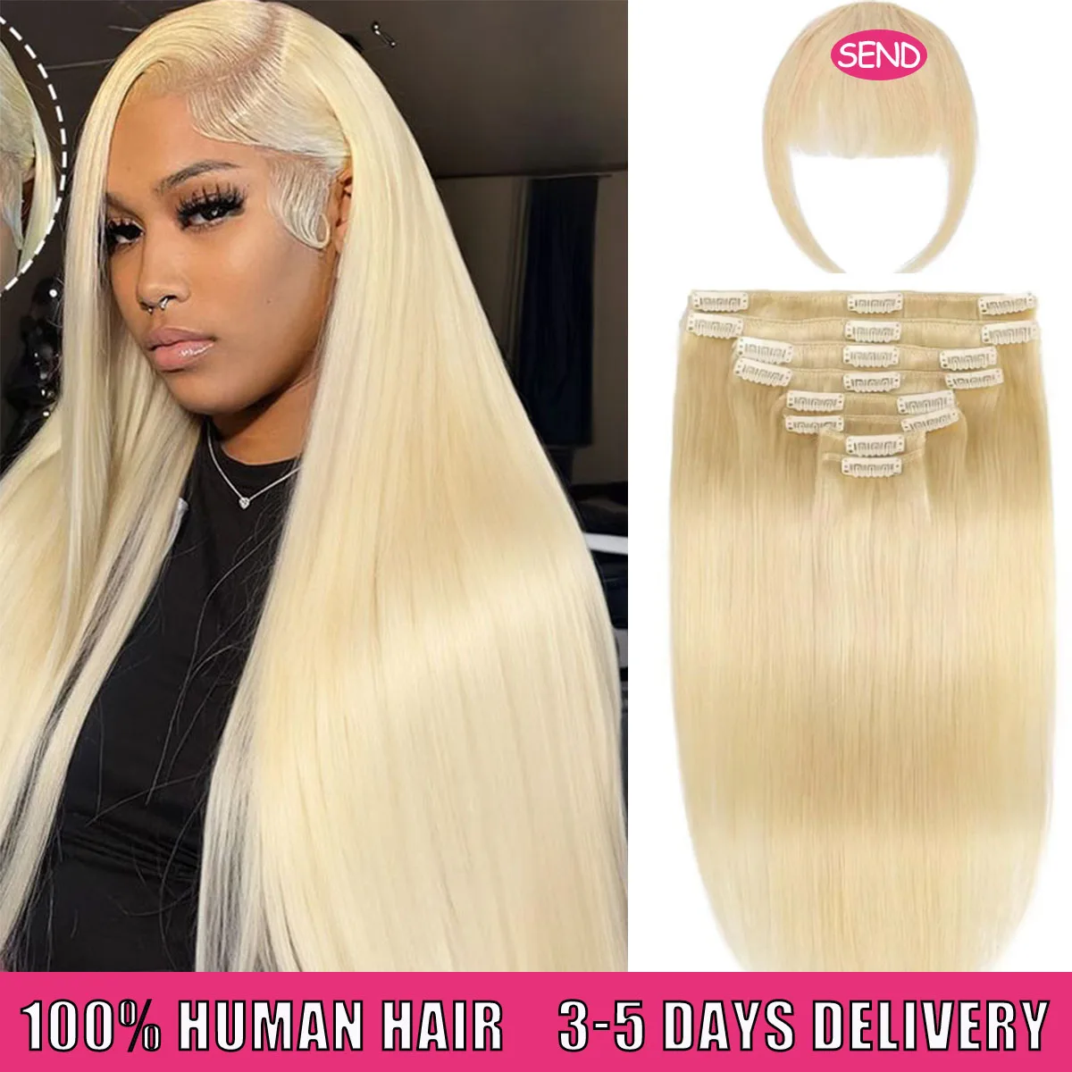 

16A Наращивание волос на клипсе Реми Человеческие волосы Челка Шелковистые прямые волосы на заколке 100% настоящие мягкие человеческие волосы Блондинка 613